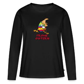 Frohe Ostern - Frauen Premium Bio Langarmshirt - Schwarz - Vorne - Julia (174cm)