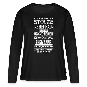 stolze Ehefrau eines tollen Ehemannes - Frauen Premium Bio Langarmshirt - Schwarz - Vorne - Julia (174cm)