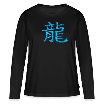 Dragon chinois - T-shirt manches longues Premium bio Femme - noir - Devant - Julia (174cm)