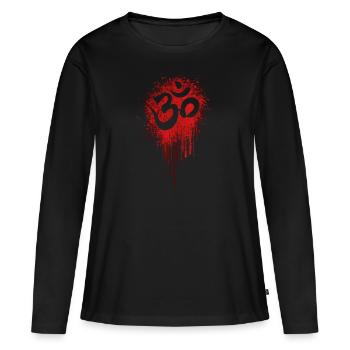 Psychédélique Om Psytrance Shiva - T-shirt manches longues Premium bio Femme - noir - Devant - Julia (174cm)