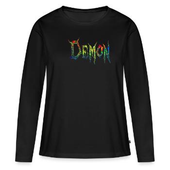 Démon - T-shirt manches longues Premium bio Femme - noir - Devant - Julia (174cm)