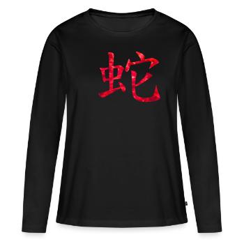 Serpent chinois - T-shirt manches longues Premium bio Femme - noir - Devant - Julia (174cm)