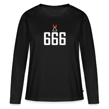 666 - T-shirt manches longues Premium bio Femme - noir - Devant - Julia (174cm)