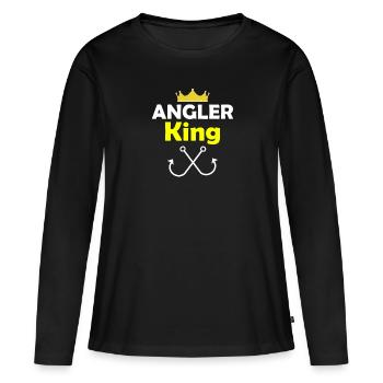 Angler King - T-shirt manches longues Premium bio Femme - noir - Devant - Julia (174cm)