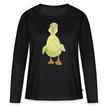 Poussin caneton - T-shirt manches longues Premium bio Femme - noir - Devant - Julia (174cm)