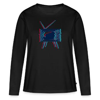 Rétro TV TV glitch - T-shirt manches longues Premium bio Femme - noir - Devant - Julia (174cm)