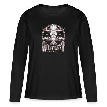 Western Wild West Cowboy skull - T-shirt manches longues Premium bio Femme - noir - Devant - Julia (174cm)