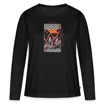 DER STURM. - Frauen Premium Bio Langarmshirt - Schwarz - Vorne - Julia (174cm)