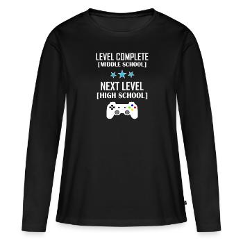 ÉCOLE SECONDAIRE - T-shirt manches longues Premium bio Femme - noir - Devant - Julia (174cm)