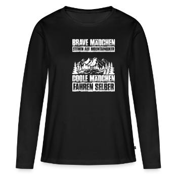 Brave Mädchen - Mountainbike MTB Fahrrad - Frauen Premium Bio Langarmshirt - Schwarz - Vorne - Julia (174cm)