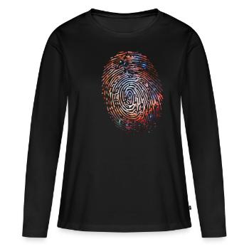 Empreinte de l’univers - T-shirt manches longues Premium bio Femme - noir - Devant - Julia (174cm)