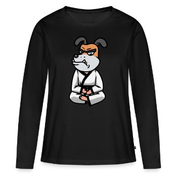 Karaté Chien de Combat Judo Chien Combattant Arts Martiaux - T-shirt manches longues Premium bio Femme - noir - Devant - Julia (174cm)