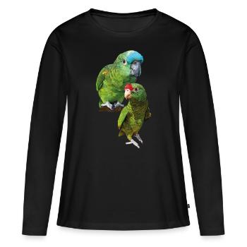 Papageien aus dem Amazonas - Frauen Premium Bio Langarmshirt - Schwarz - Vorne - Julia (174cm)