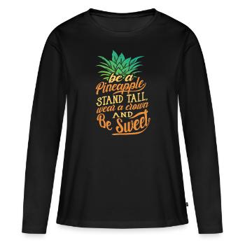 Ananas Sort Drôle - T-shirt manches longues Premium bio Femme - noir - Devant - Julia (174cm)