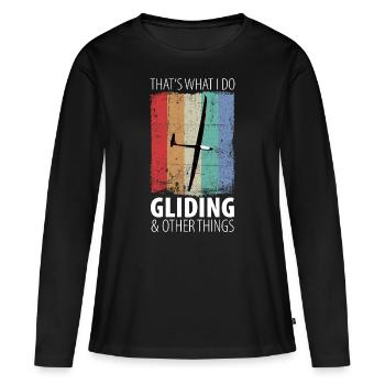 Planeurs Planeurs Planeurs Planeurs - T-shirt manches longues Premium bio Femme - noir - Devant - Julia (174cm)