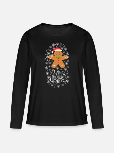 Weihnachten Keks - Frauen Premium Bio Langarmshirt - Schwarz