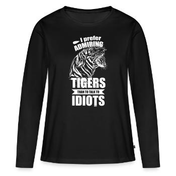 Tiger exotische Katze - Frauen Premium Bio Langarmshirt - Schwarz - Vorne - Julia (174cm)