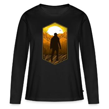 Trekking Montagnes - T-shirt manches longues Premium bio Femme - noir - Devant - Julia (174cm)