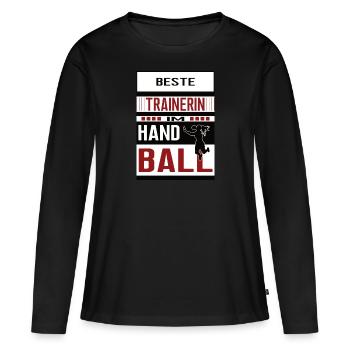Beste Handball Trainerin Danke Handballtrainerin - Frauen Premium Bio Langarmshirt - Schwarz - Vorne - Julia (174cm)