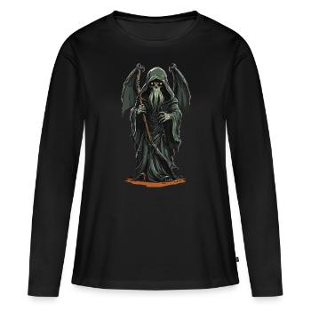 Druiden Sensenmann Tentakel Horror Halloween - Frauen Premium Bio Langarmshirt - Schwarz - Vorne - Julia (174cm)