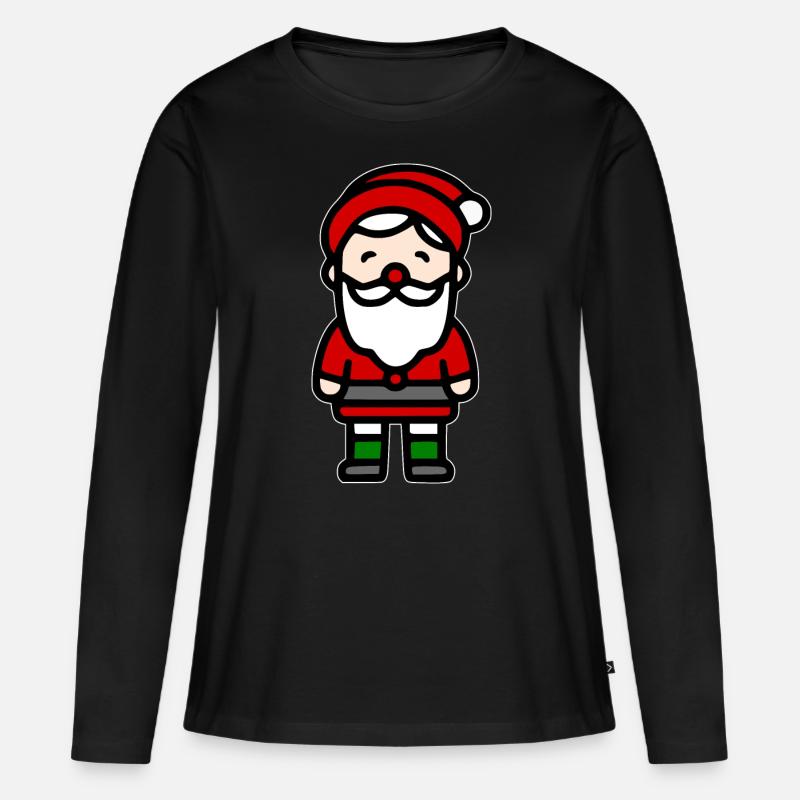 Weihnachtsmann - Frauen Premium Bio Langarmshirt - Schwarz