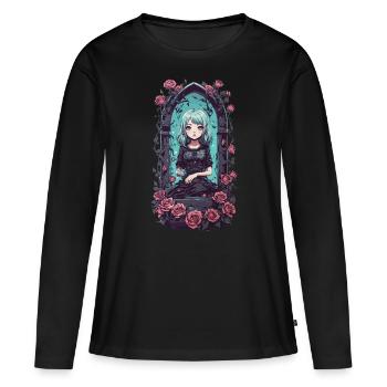 Kawaii Goth Anime Girl Victorian Magical - Women's Premium Organic Long Sleeve Shirt - black - Front - Julia (174cm)
