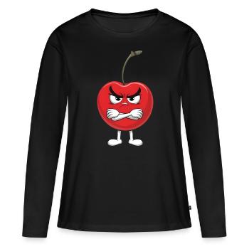 Kirsche - Frauen Premium Bio Langarmshirt - Schwarz - Vorne - Julia (174cm)