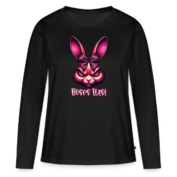 BÖSES HASI – Süß, aber teuflisch! - Frauen Premium Bio Langarmshirt - Schwarz - Vorne - Julia (174cm)
