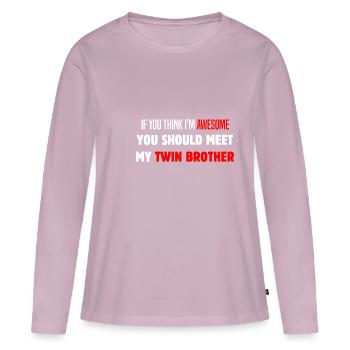 Drôles de jumeaux Drôles De frères et soeurs mignons - T-shirt manches longues Premium bio Femme - rose poudré - Devant - Julia (174cm)