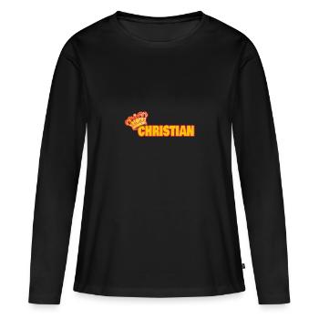 Christian Cris - T-shirt manches longues Premium bio Femme - noir - Devant - Julia (174cm)