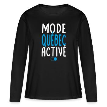 Mode Québec Activé - Idée Cadeau - T-shirt manches longues Premium bio Femme - noir - Devant - Julia (174cm)