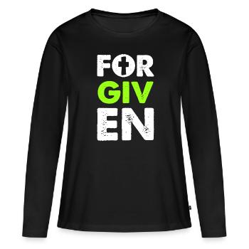 vergebung bibel spruch - Frauen Premium Bio Langarmshirt - Schwarz - Vorne - Julia (174cm)