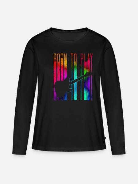Gitarre - Frauen Premium Bio Langarmshirt - Schwarz
