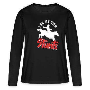 Rodeo - T-shirt manches longues Premium bio Femme - noir - Devant - Julia (174cm)