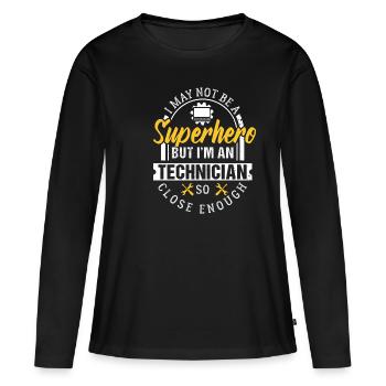 Techniciens - T-shirt manches longues Premium bio Femme - noir - Devant - Julia (174cm)