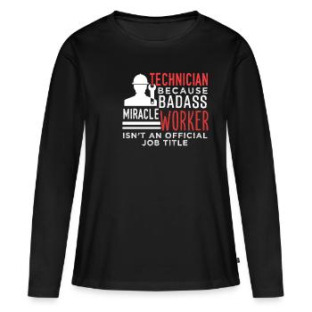 Techniciens - T-shirt manches longues Premium bio Femme - noir - Devant - Julia (174cm)
