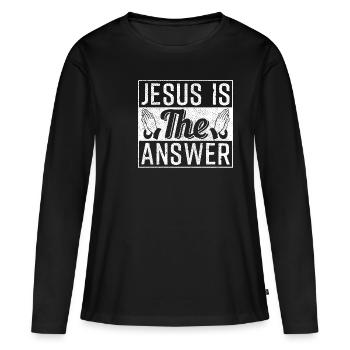 Jésus - T-shirt manches longues Premium bio Femme - noir - Devant - Julia (174cm)