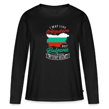 Bulgarie - T-shirt manches longues Premium bio Femme - noir - Devant - Julia (174cm)