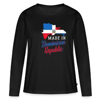 République dominicaine - T-shirt manches longues Premium bio Femme - noir - Devant - Julia (174cm)