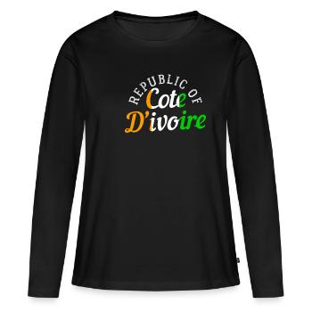 côte-d'Ivoire - T-shirt manches longues Premium bio Femme - noir - Devant - Julia (174cm)