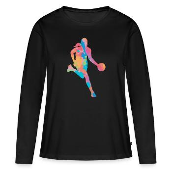 Basketteur Basketteur Basketteur Basketball - T-shirt manches longues Premium bio Femme - noir - Devant - Julia (174cm)