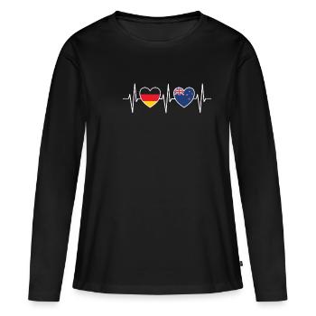 Allemagne Nouvelle-Zélande Germany Cadeau 1178 - T-shirt manches longues Premium bio Femme - noir - Devant - Julia (174cm)