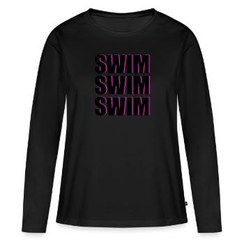 SWIM SWIM SWIM DESIGN GESCHENK SCHWIMMER SCHWIMMEN - Frauen Premium Bio Langarmshirt - Schwarz - Vorne - Julia (174cm)