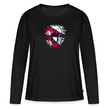 Népal - T-shirt manches longues Premium bio Femme - noir - Devant - Julia (174cm)