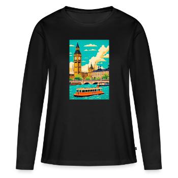 Affiche vintage de Londres - T-shirt manches longues Premium bio Femme - noir - Devant - Julia (174cm)