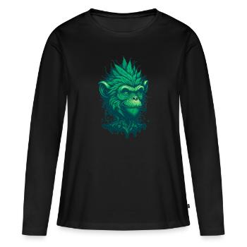 High on Life: Notre style de singe cannabis - T-shirt manches longues Premium bio Femme - noir - Devant - Julia (174cm)