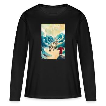 w6 Moïse Moïse Séparant la mer Rouge 3 pièces, Digit - T-shirt manches longues Premium bio Femme - noir - Devant - Julia (174cm)