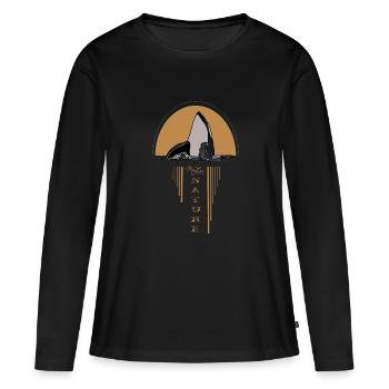 Mère nature baleine environnement orque mer - T-shirt manches longues Premium bio Femme - noir - Devant - Julia (174cm)