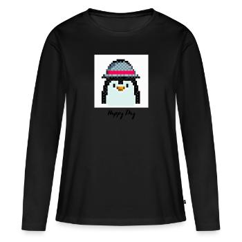 Happy day pingouin - T-shirt manches longues Premium bio Femme - noir - Devant - Julia (174cm)