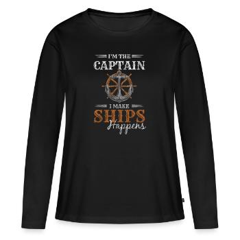Maquette Fabrication Eau Maritime - T-shirt manches longues Premium bio Femme - noir - Devant - Julia (174cm)